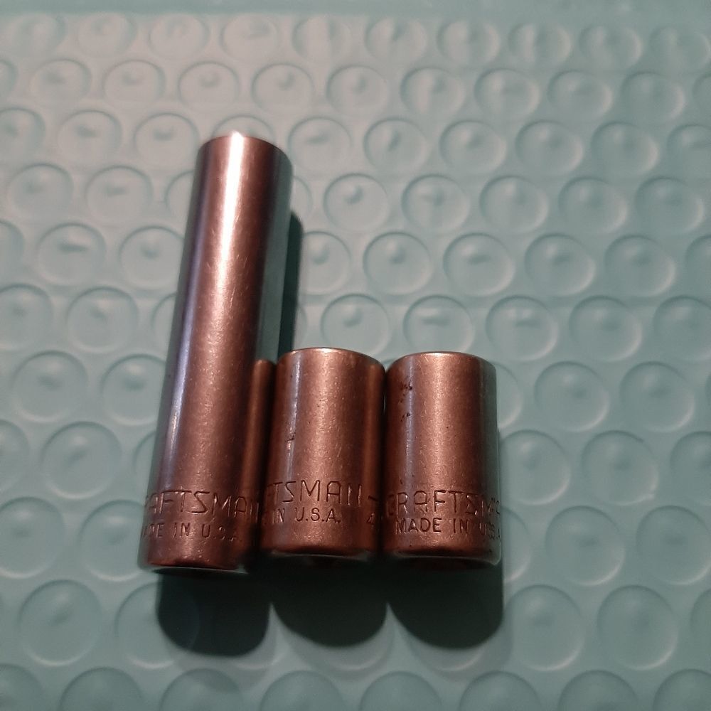 3 Vintage Craftsman 11/32" 6 and 12 Point 1/4" Drive Deep and Shallow Sockets